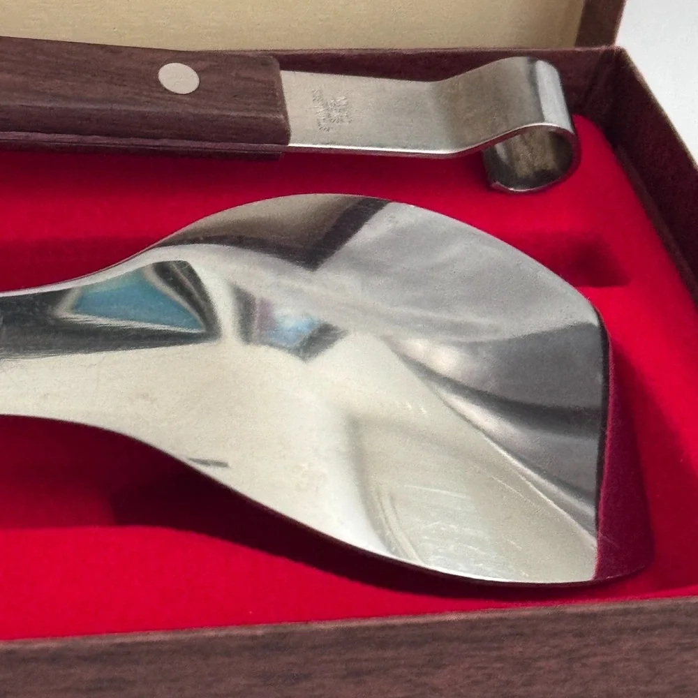 Vintage Burnco Serving Fork & Spoon = Tongs Stainless Steel‎ Japan